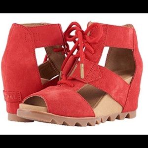 SOREL | Joanie Lace Bright Red Wedge Open Toe